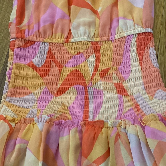 Aqua Girls Pink and Orange Printed Ruffled Dress Size M - Picture 3 of 8
